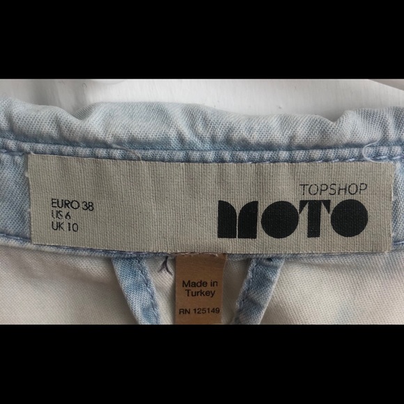 Top Shop - Denim Cotton Bleach Top - Size 6 - Picture 2 of 5